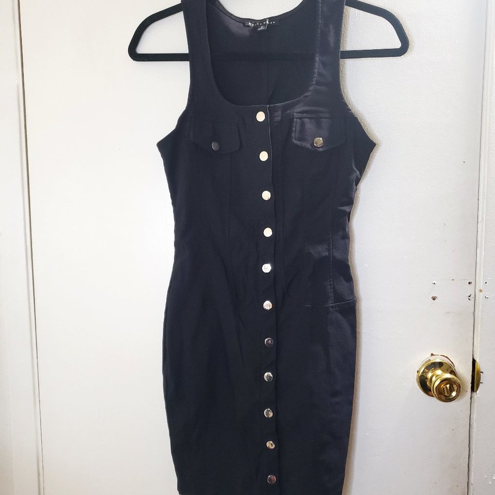 Black Midi Dress Button Up